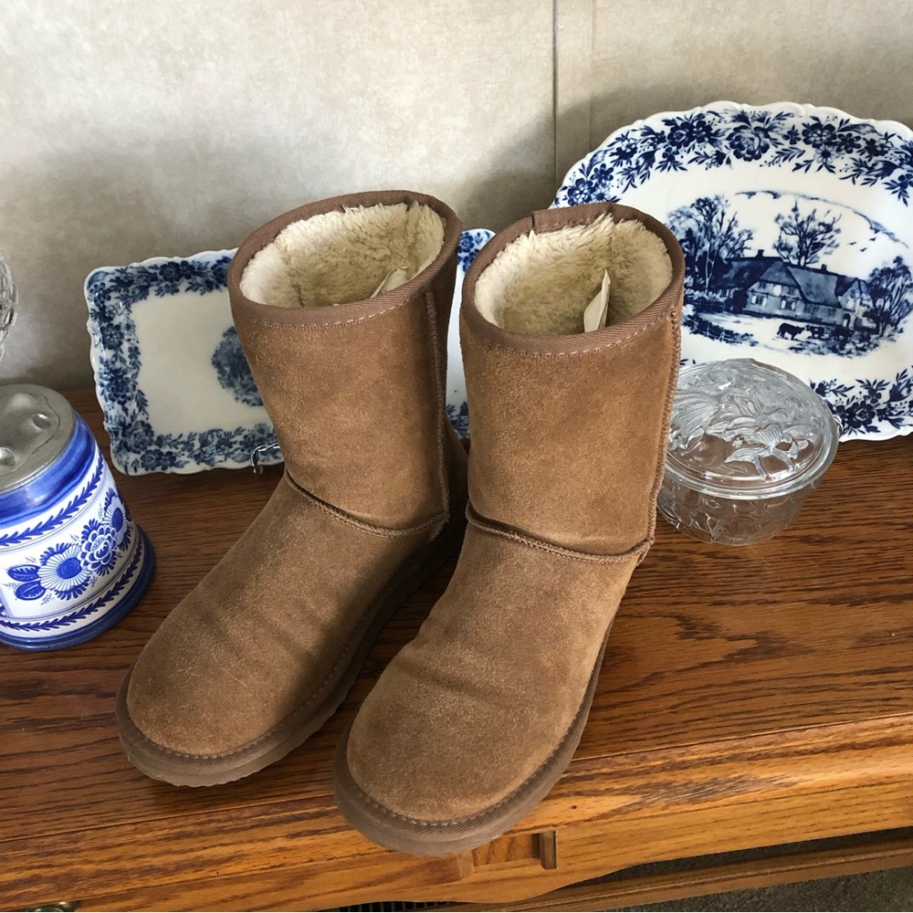 Brown Suede Leather Boots Size 7
